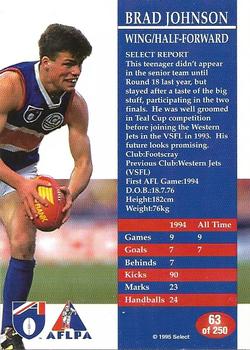 1995 Select AFL #63 Brad Johnson Back